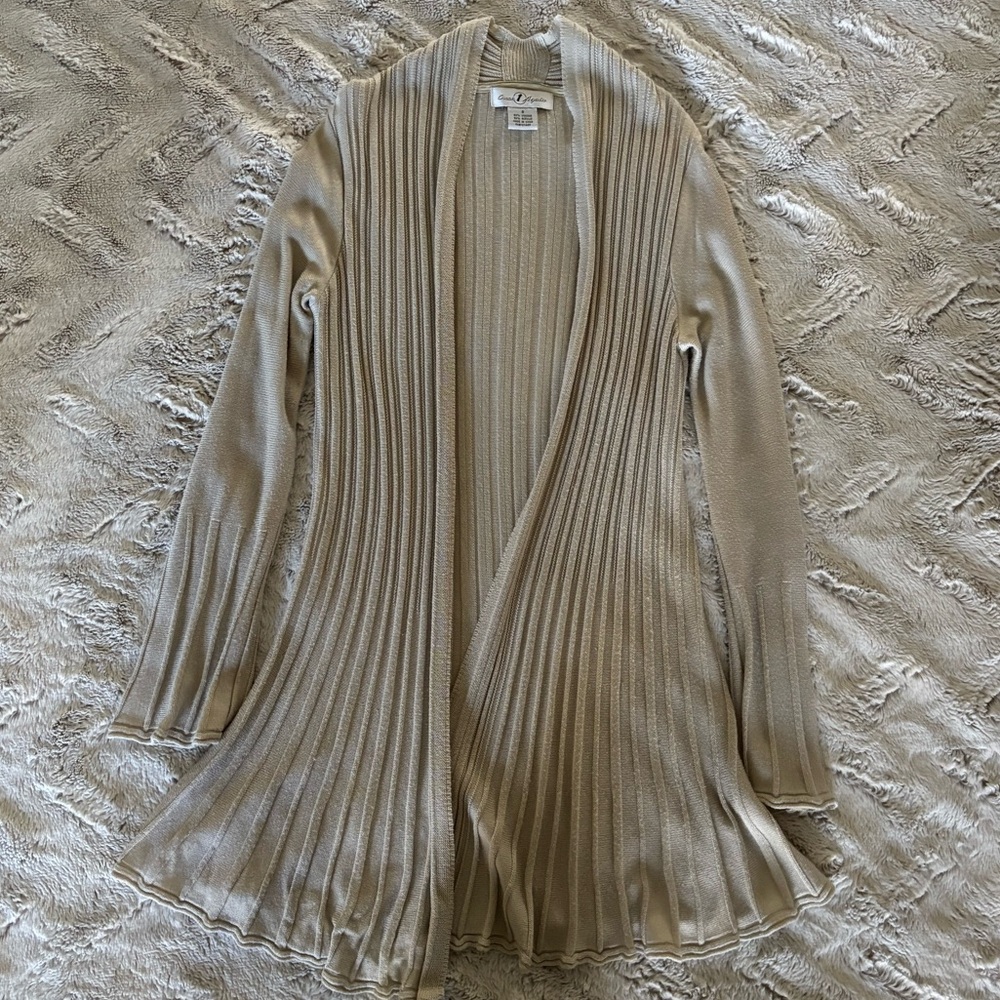 Chic Beige Long Flowy Open-Front Cardigan